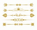 Retro vintage design elements. Golg in white background. Symbols, crowns, calligraphy, dividers for your design
